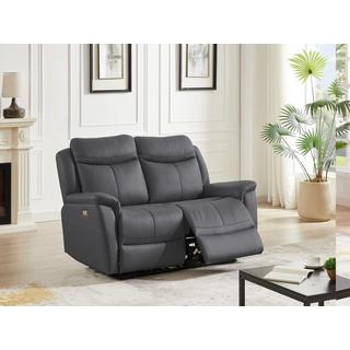 Vente-unique Relaxsofa 2-Sitzer elektrisch - Rindsleder - Anthrazitgrau - NOMAJO  