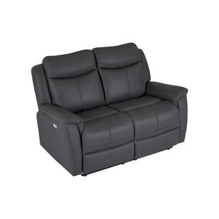 Vente-unique Relaxsofa 2-Sitzer elektrisch - Rindsleder - Anthrazitgrau - NOMAJO  