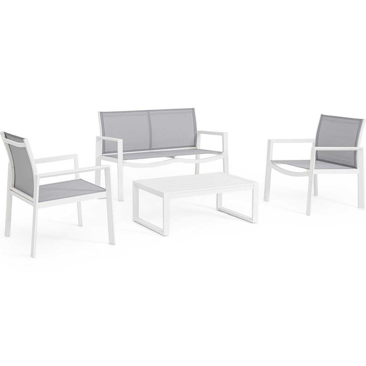 mutoni Salotto da giardino Kallen bianco (set di 4)  