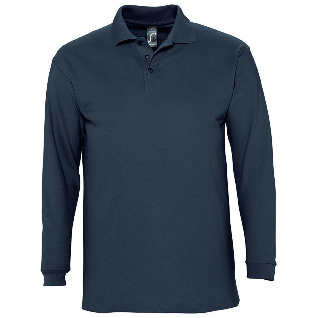 Image of Winter Ii Pique Langarmshirt Poloshirt, Langarm Herren Marine S
