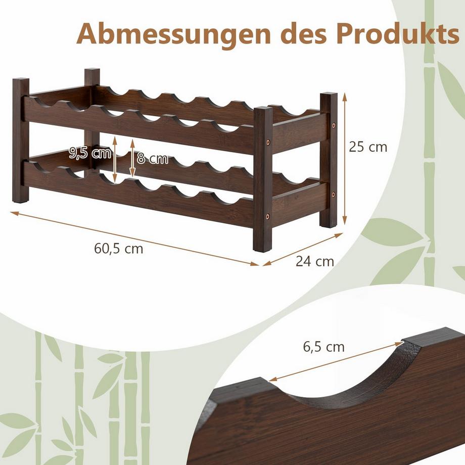 Northix Bambus-Weinregal, 12 Flaschen  