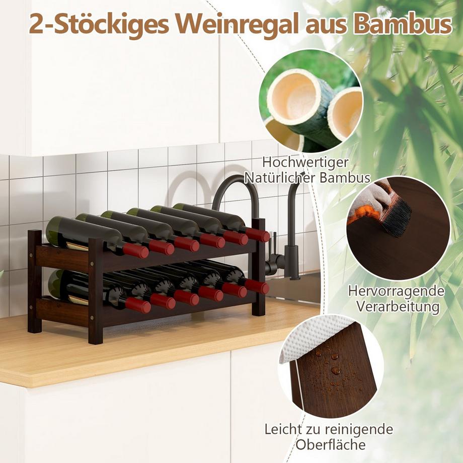 Northix Bambus-Weinregal, 12 Flaschen  