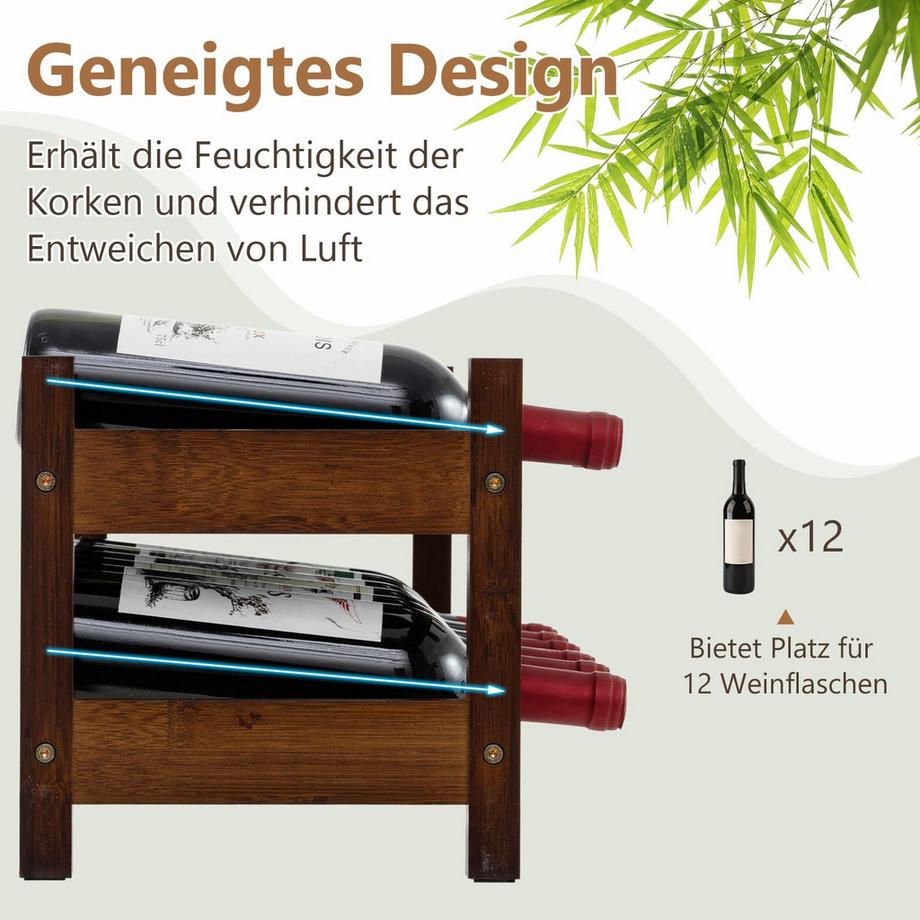 Northix Bambus-Weinregal, 12 Flaschen  