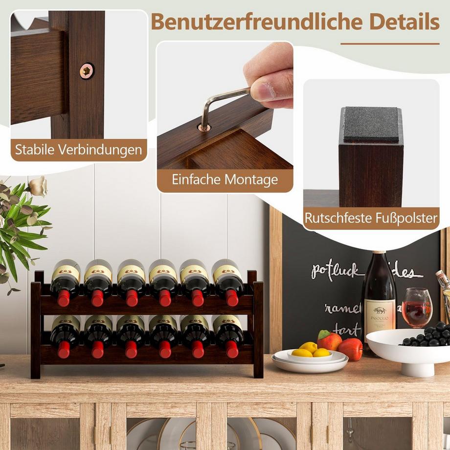 Northix Bambus-Weinregal, 12 Flaschen  