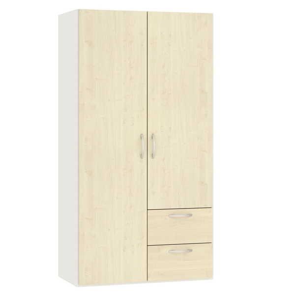 Image of Drehtürenschrank Ahorndekor Cremeweiss mit Schubladen 101.9 x 195 Drehtürenschrank Ahorndekor Cremeweiss mit Schubladen 101.9 x 195