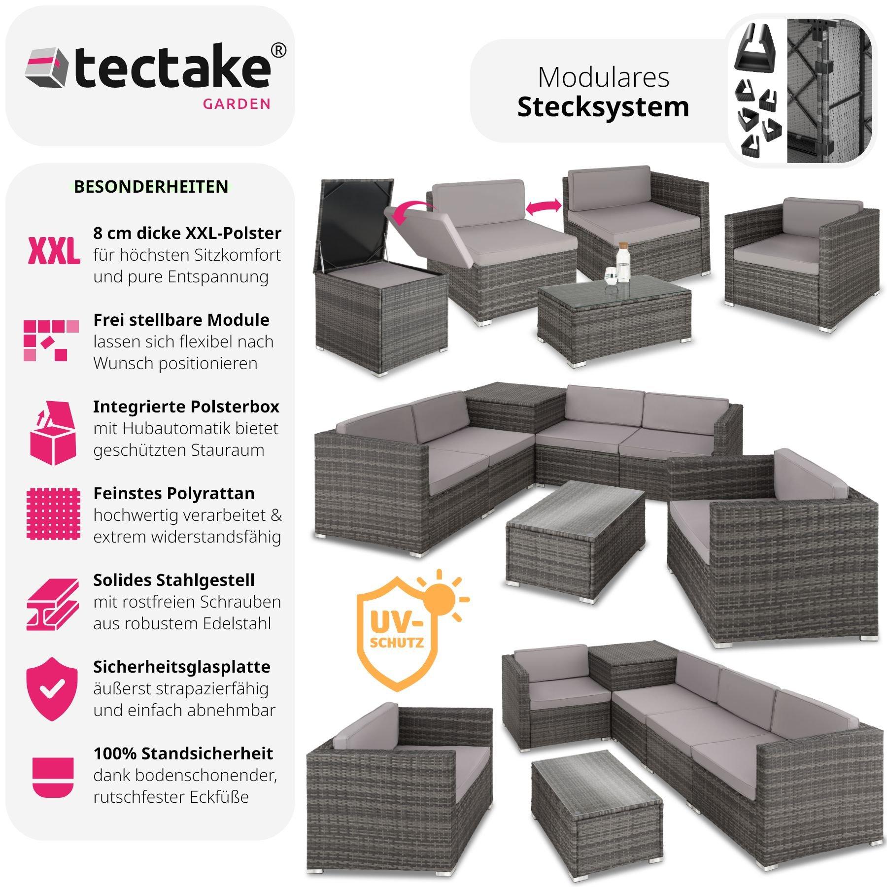 Tectake Canapé de jardin PISE 5 places avec coffre de rangement, variante 2  