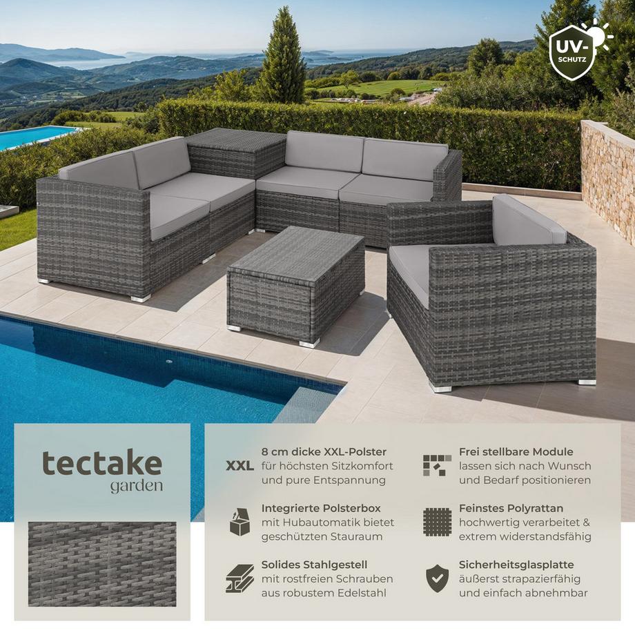 Tectake Canapé de jardin lounge en rotin PISE pour 5 personnes  