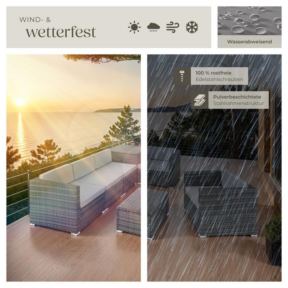 Tectake Rattan Lounge Pisa für 5 Personen widerstandsfähig und UV-beständig  