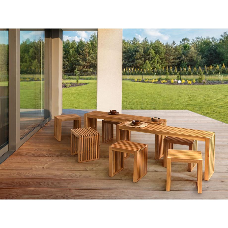 Beliani Tavolo con sedie en Legno d'acacia Moderno BELLANO  