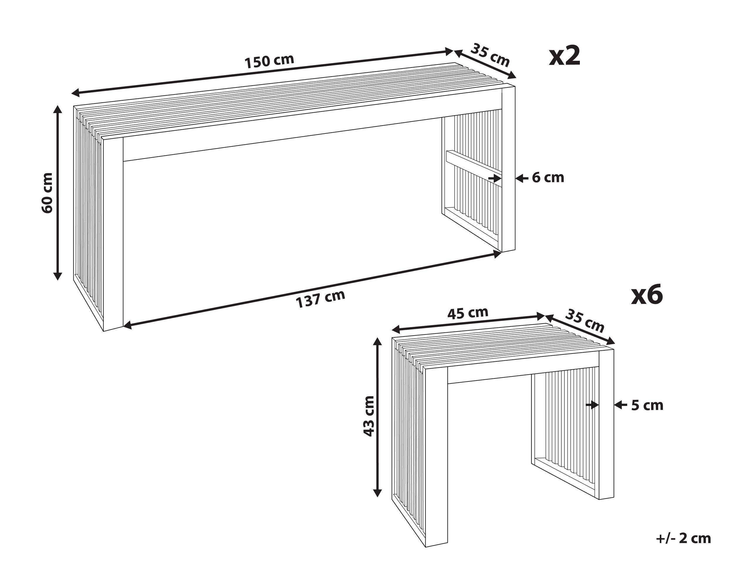 Beliani Tables avec chaises en Acacia Moderne BELLANO  