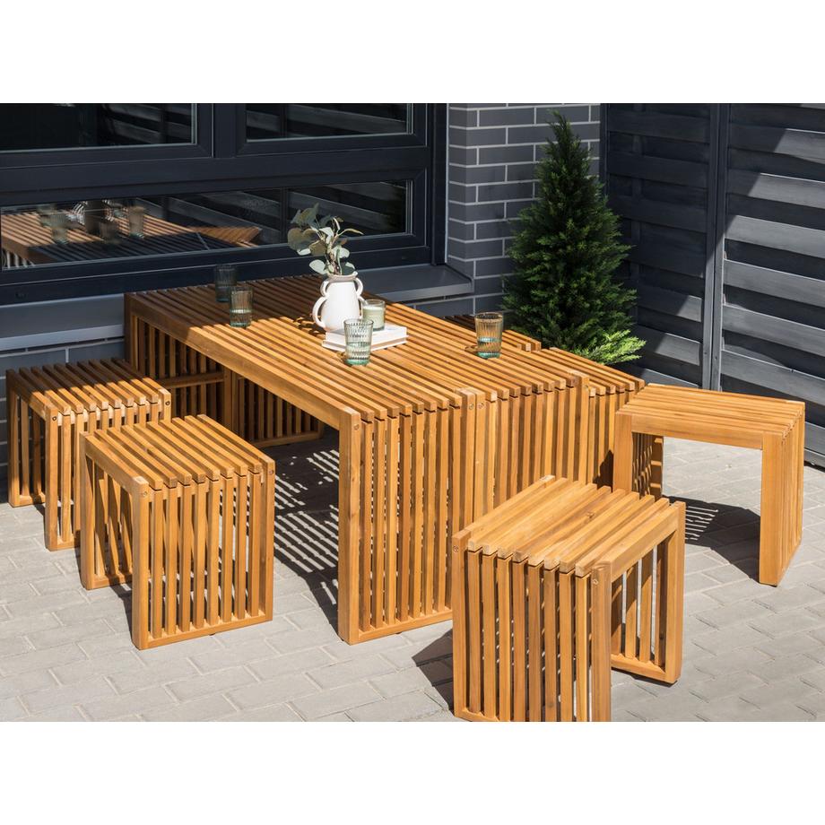 Beliani Tavolo con sedie en Legno d'acacia Moderno BELLANO  