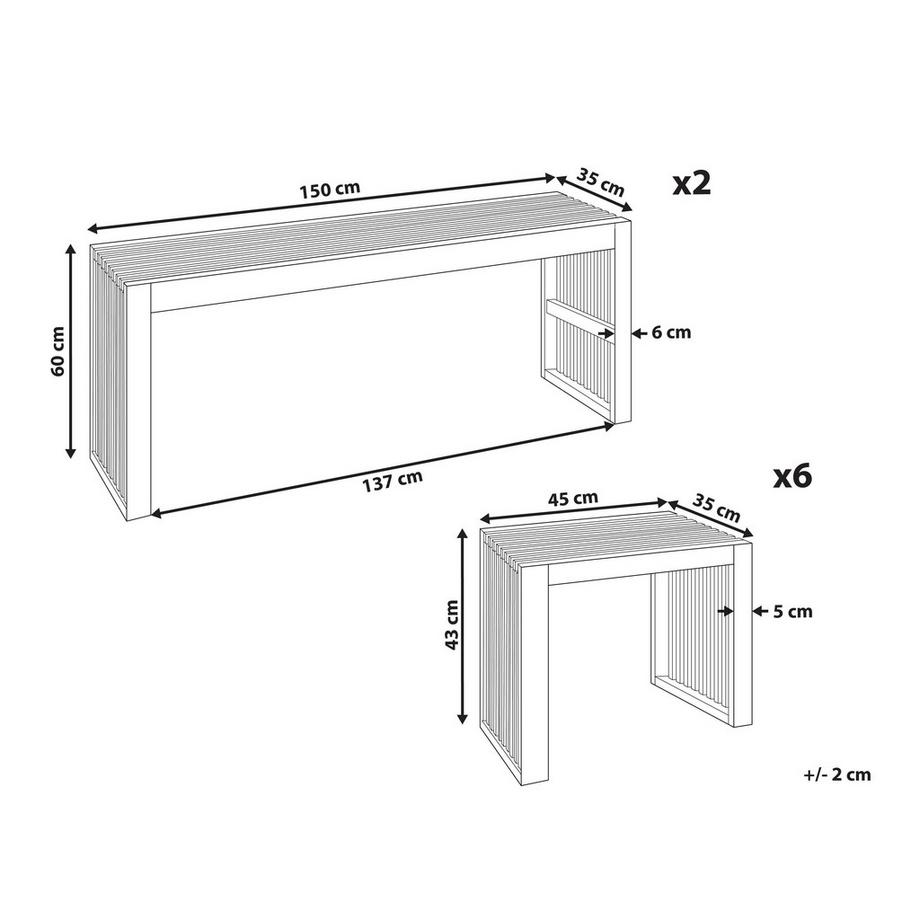 Beliani Tavolo con sedie en Legno d'acacia Moderno BELLANO  