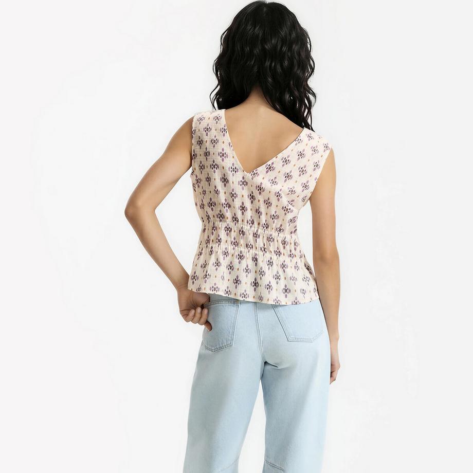 La Redoute Collections Top sans manches col V imprimé  