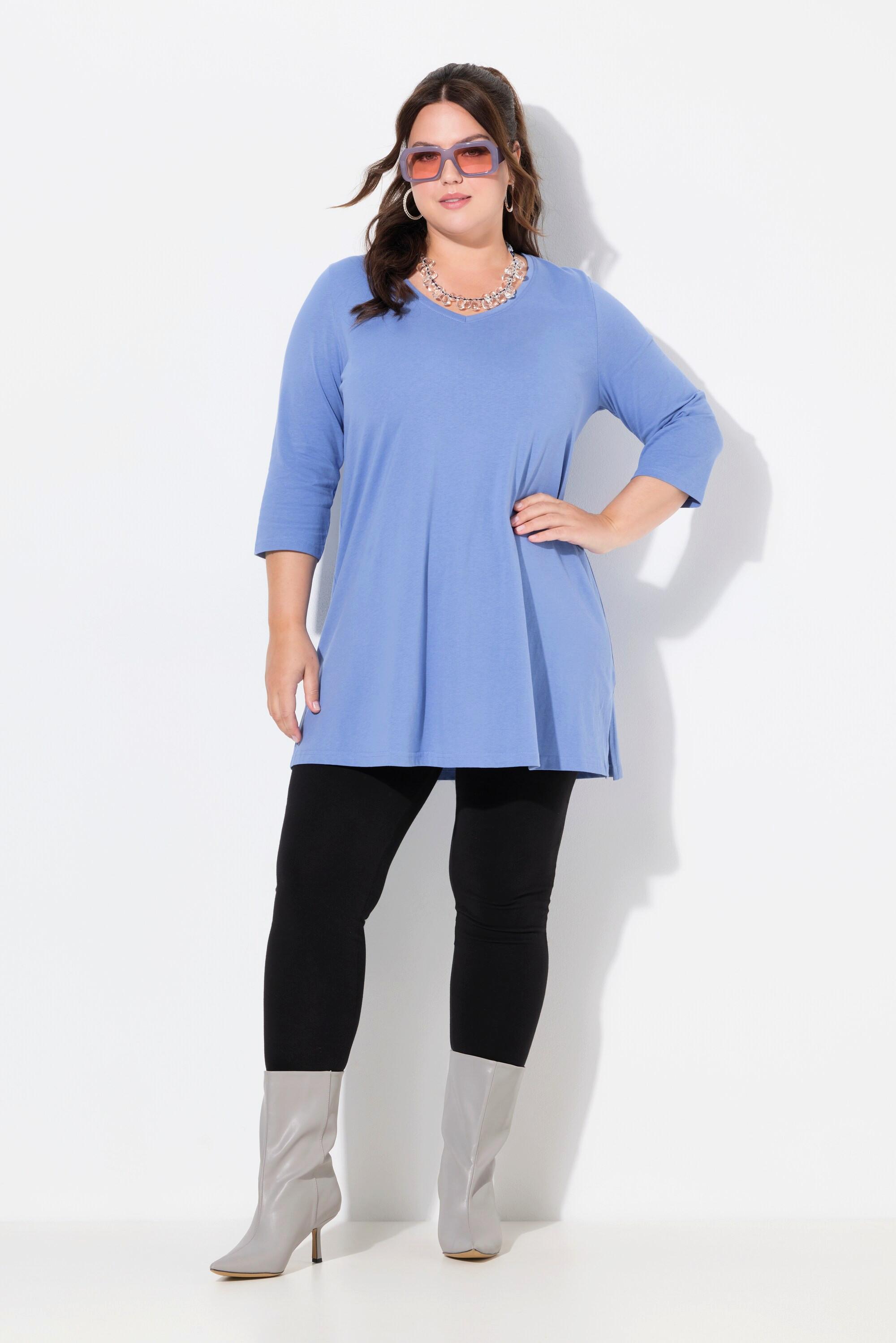 Ulla Popken  Longshirt, A-Linie, V-Ausschnitt, 3/4-Arm 