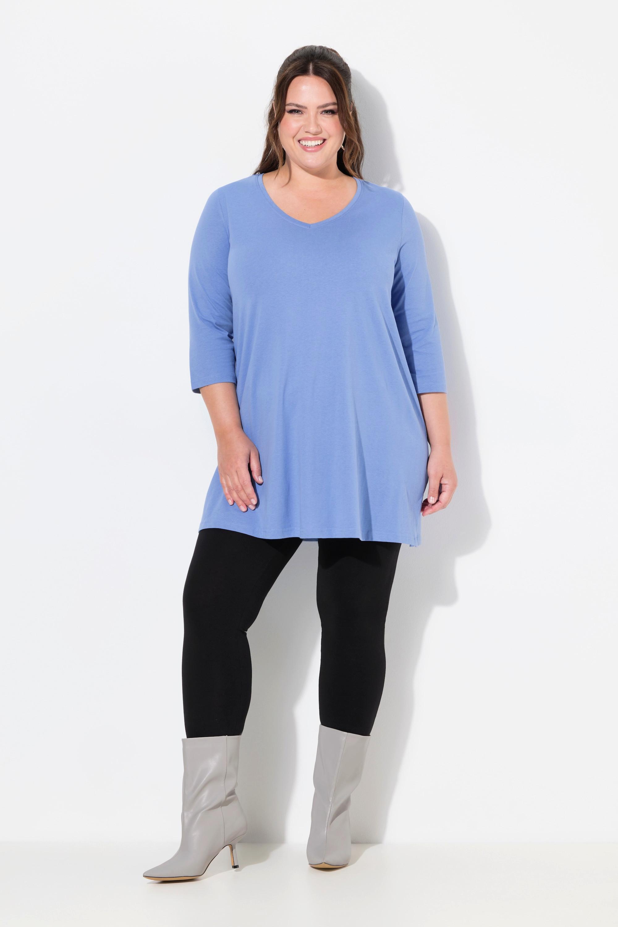 Ulla Popken  Longshirt, A-Linie, V-Ausschnitt, 3/4-Arm 