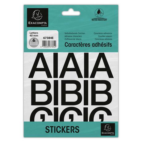 Exacompta Pochette de lettres adhésives noires A-Z 40 mm - x 10  