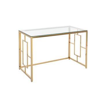 Bureau en verre trempé et acier - Doré et transparent - CLOTILDE de Pascal Morabito