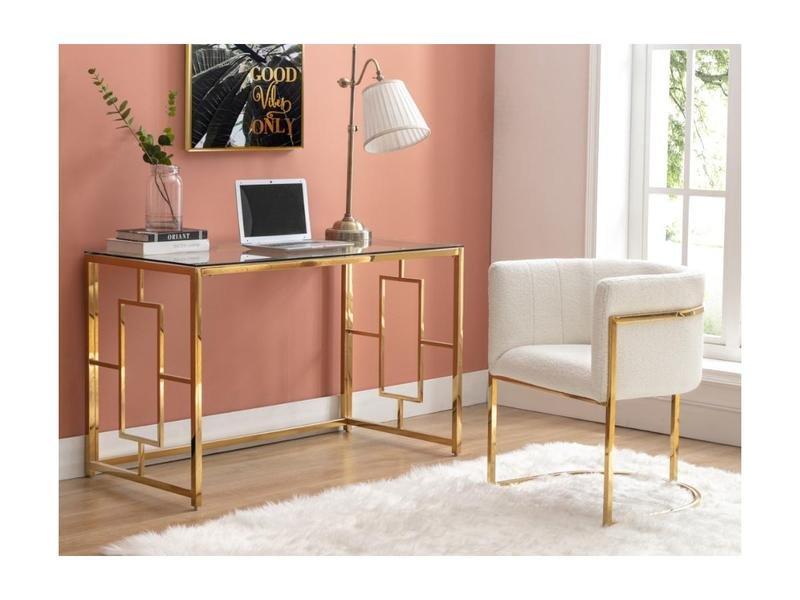 PASCAL MORABITO Schreibtisch - Glas & Stahl - Goldfarben & Transparent - CLOTILDE von Pascal Morabito  