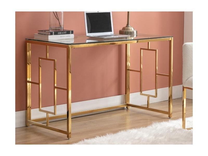 PASCAL MORABITO Schreibtisch - Glas & Stahl - Goldfarben & Transparent - CLOTILDE von Pascal Morabito  