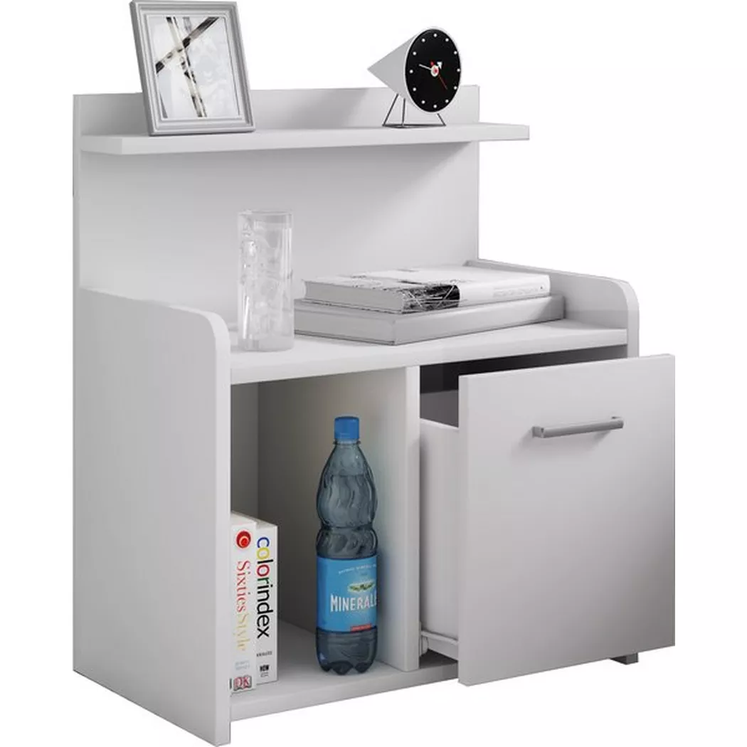 VCM - Table de nuit haute Table d'appoint Tiroir Console Boxspring Table de nuit Nilasa, One Size, Blanc
