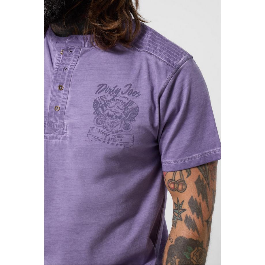 Joe Browns Henley Lavato con Stampa Biker e Bottoni Metallici  