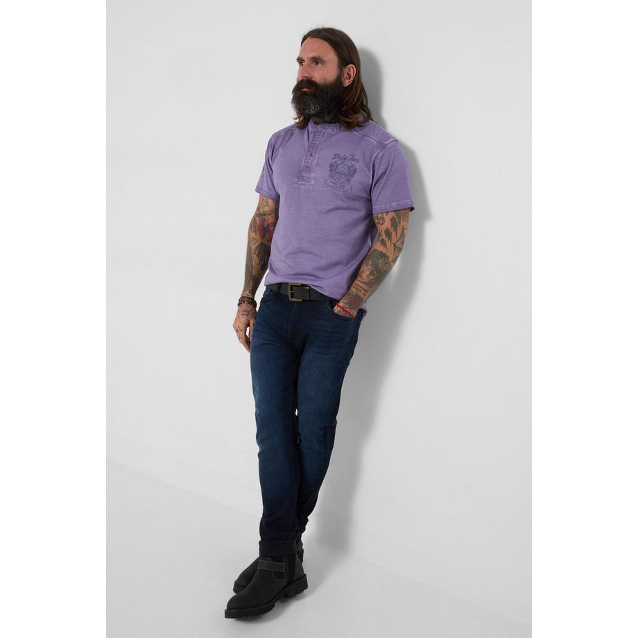 Joe Browns Henley Lavato con Stampa Biker e Bottoni Metallici  