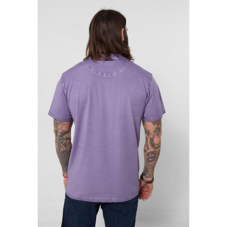 Joe Browns Henley Lavato con Stampa Biker e Bottoni Metallici  