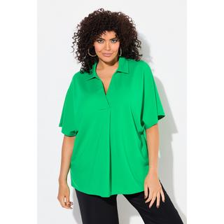 Ulla Popken  Felpa dal taglio oversize con collo da camicia e mezze maniche 