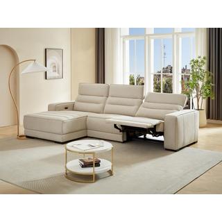 Vente-unique Eckrelaxsofa elektrisch - Ecke links - Stoff - Beige - BROTENI  