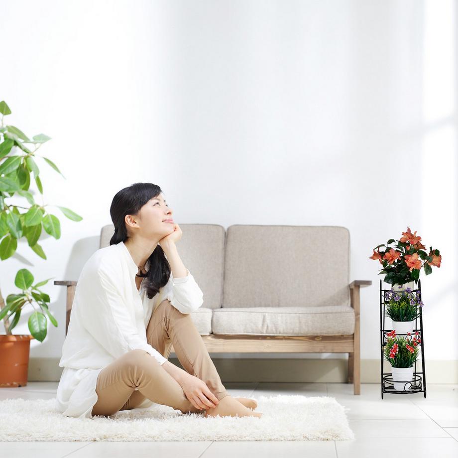 B2X Schwarzer Blumenständer aus Metall  