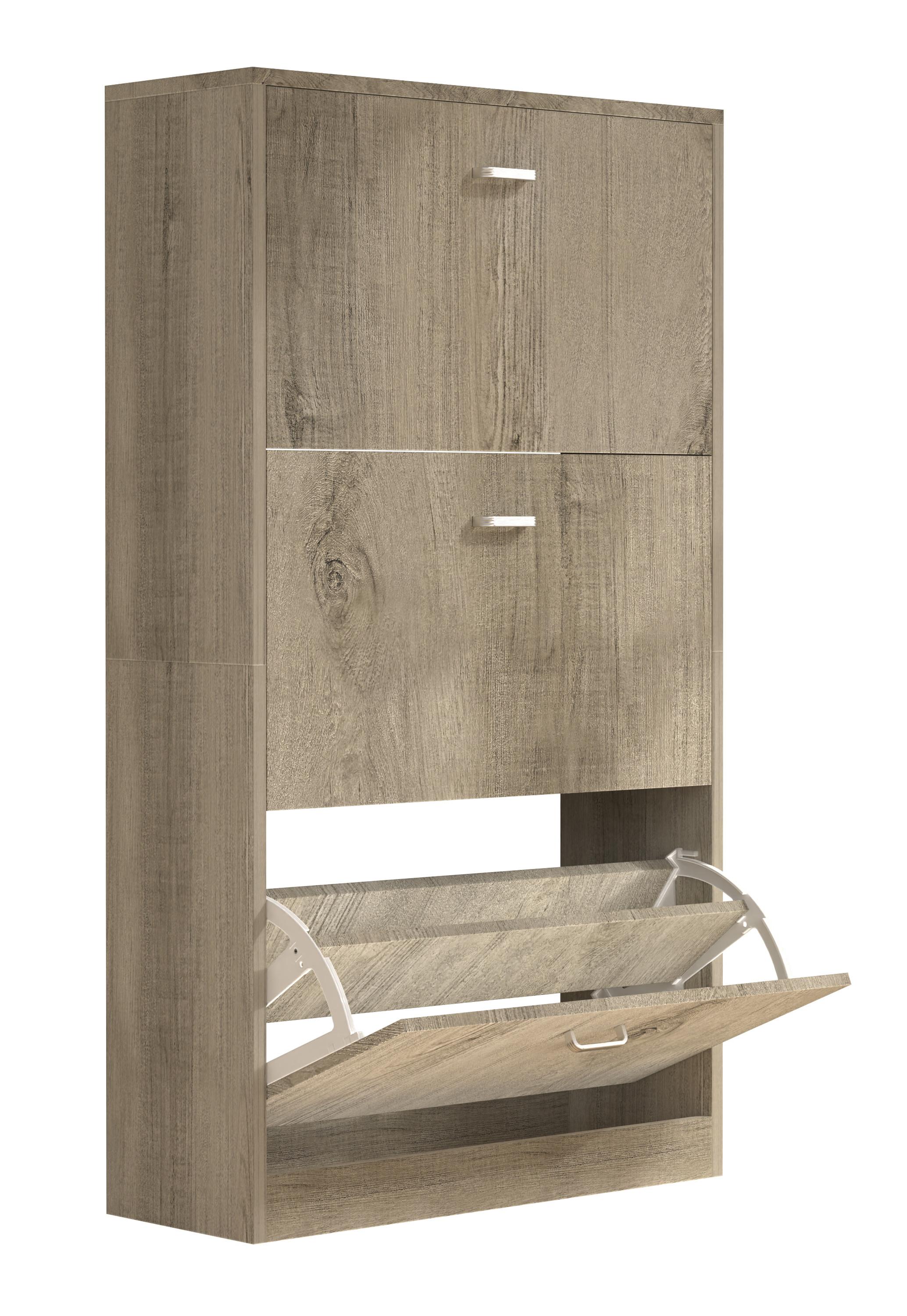 VCM Holz Regal Kipper Schuhregal Schuhschrank Schuhkipper 3 Klappen Sipos  