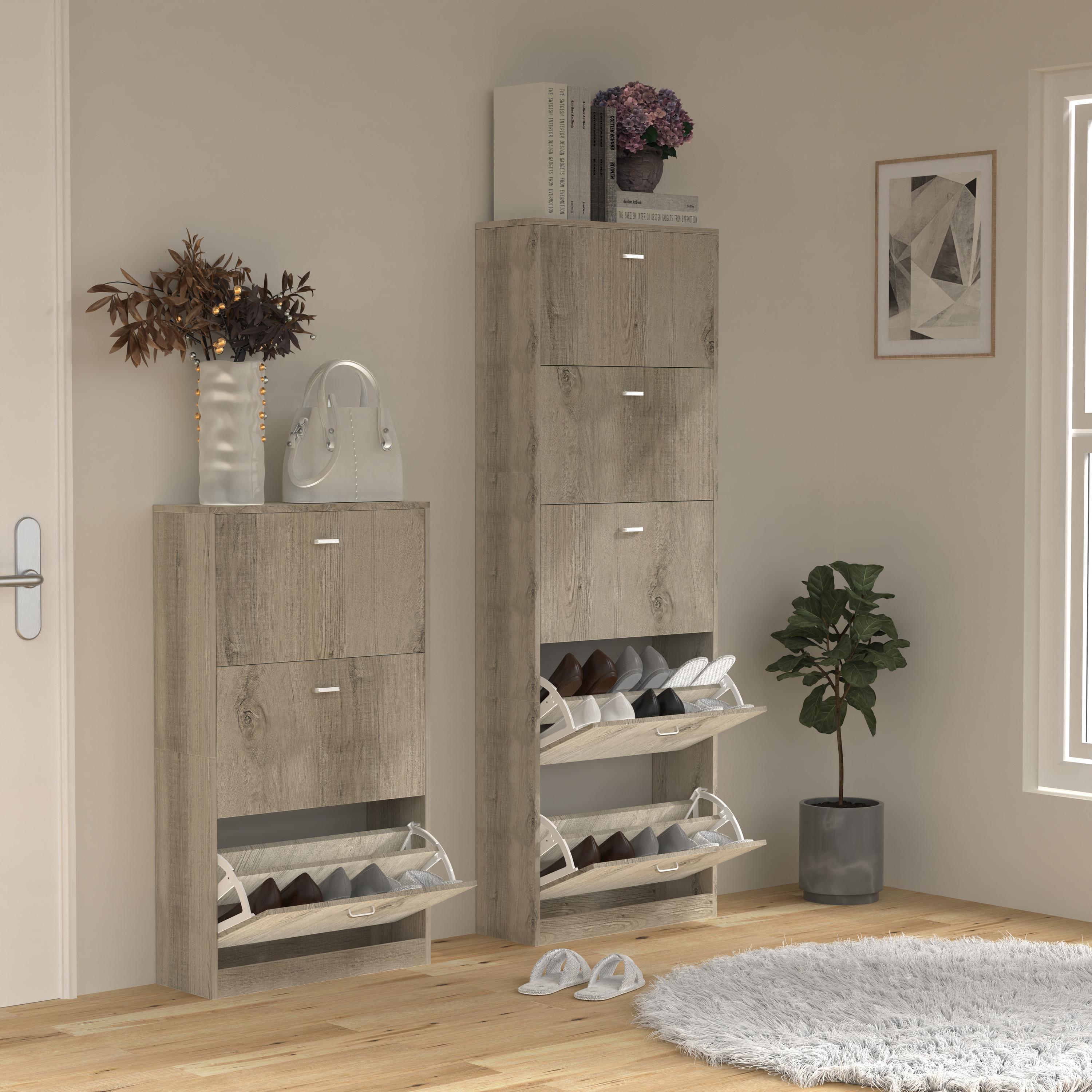 VCM Holz Regal Kipper Schuhregal Schuhschrank Schuhkipper 3 Klappen Sipos  