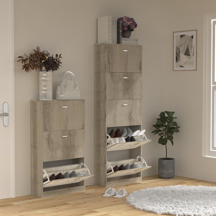 VCM Holz Regal Kipper Schuhregal Schuhschrank Schuhkipper 3 Klappen Sipos  