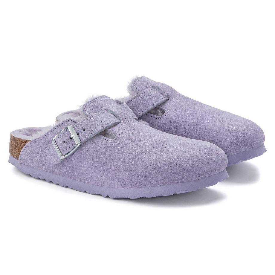 BIRKENSTOCK  Sabots avec fourrure d’agneau cuir suède femme  Boston 