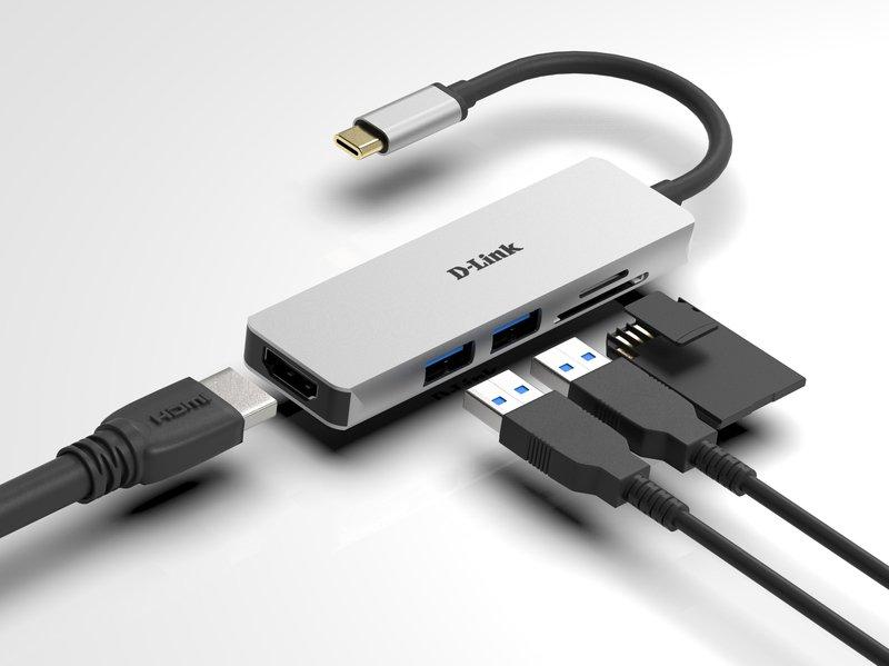 D-Link  DUB-M530 Notebook-Dockingstation & Portreplikator Kabelgebunden USB 3.2 Gen 1 (3.1 Gen 1) Type-C Aluminium, Schwarz 