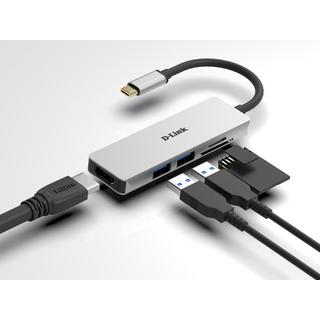 D-Link  DUB-M530 Notebook-Dockingstation & Portreplikator Kabelgebunden USB 3.2 Gen 1 (3.1 Gen 1) Type-C Aluminium, Schwarz 