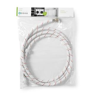 Nedis Zulaufschlauch Nylon | 1/2'' | 3/4'' | 10 Bar | 90 °C | 3,00 m | Anwendung: Geschirr / Waschmaschine | Nylon | Rot / Weiß  