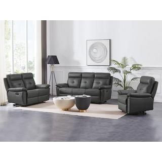 Vente-unique Relaxsofa 3-Sitzer - Leder- Grau - VINETA  