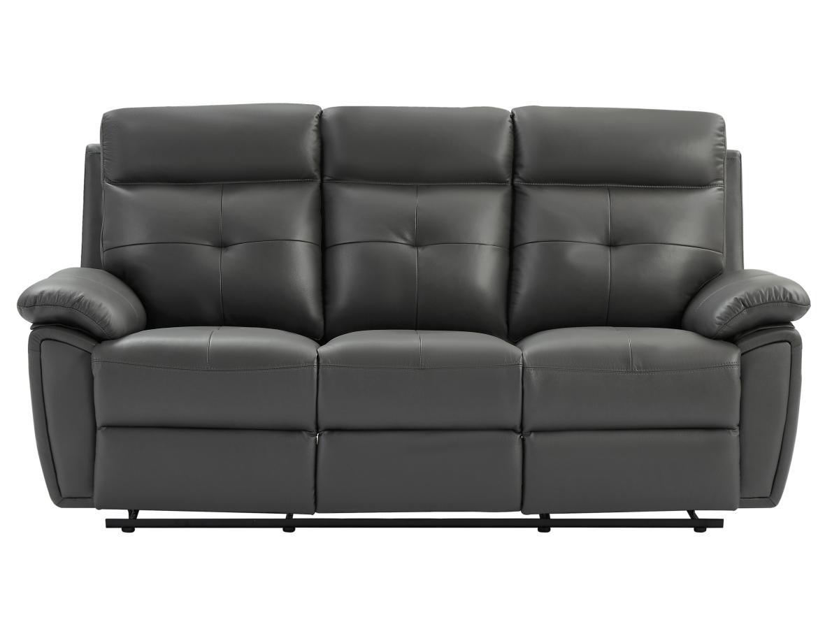 Vente-unique Relaxsofa 3-Sitzer - Leder- Grau - VINETA  