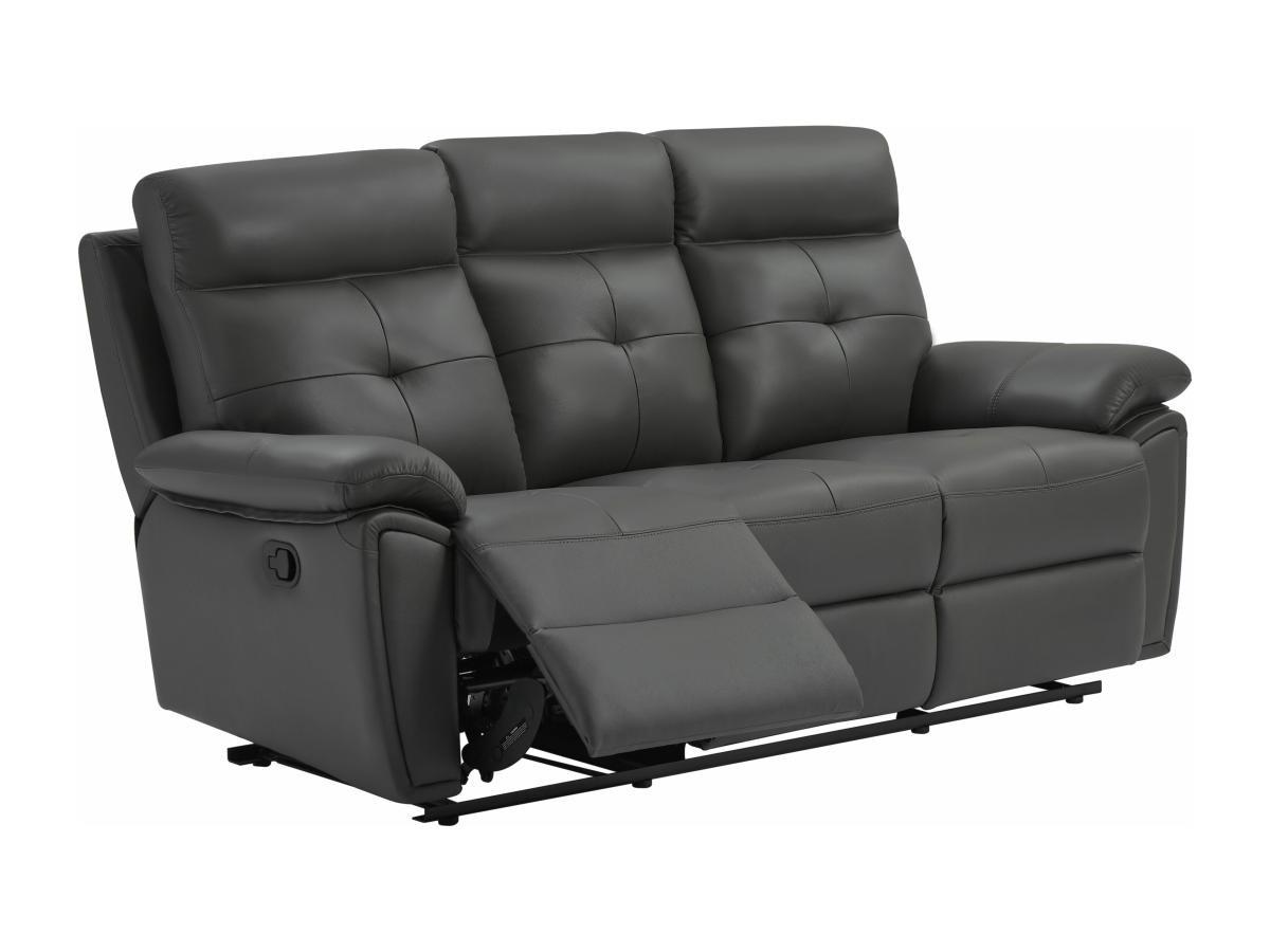 Vente-unique Relaxsofa 3-Sitzer - Leder- Grau - VINETA  