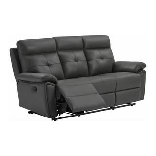 Vente-unique Relaxsofa 3-Sitzer - Leder- Grau - VINETA  