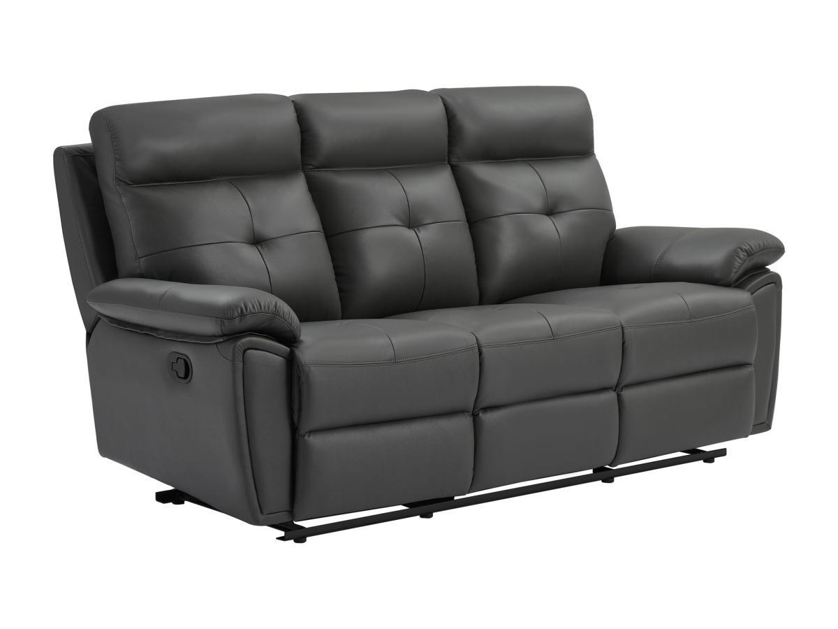 Vente-unique Relaxsofa 3-Sitzer - Leder- Grau - VINETA  