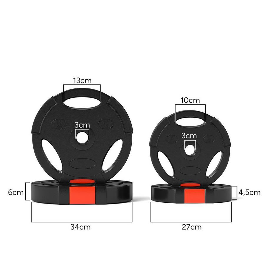 Northio  Set da 4 pesi per manubri, 2 pesi da 5 kg/10 kg, set dischi, dischi per manubri da 2,5 cm, foro Ø 30 mm, nero 