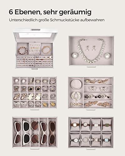Pricenet  6-stöckigeses Schmuckkästchen mit Spiegel und Samtfutter 