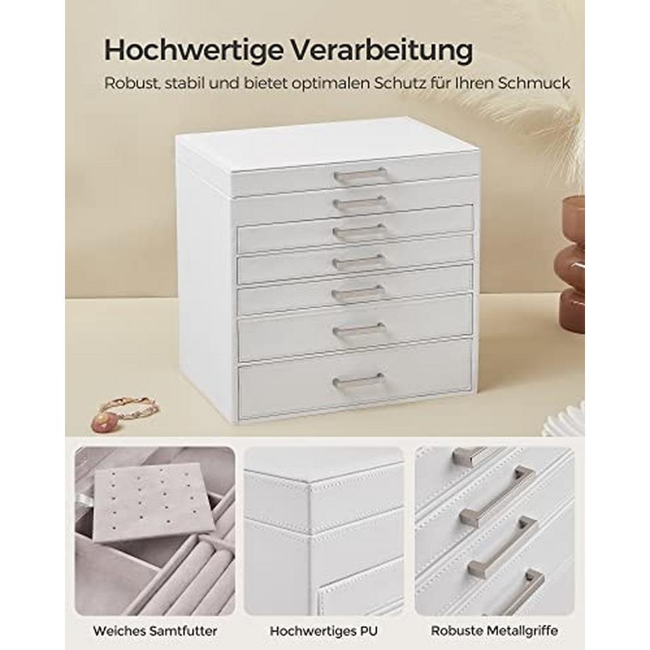 Pricenet  Portagioie bianco a 6 livelli con specchio e rivestimento in velluto 