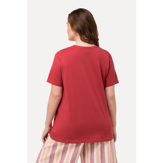 Ulla Popken  T-shirt Classic en coton bio. Manches courtes et col V 