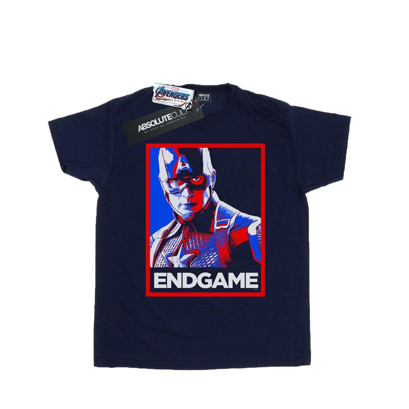 Image of Avengers Endgame Captain America Poster Tshirt Mädchen Marine 152-158