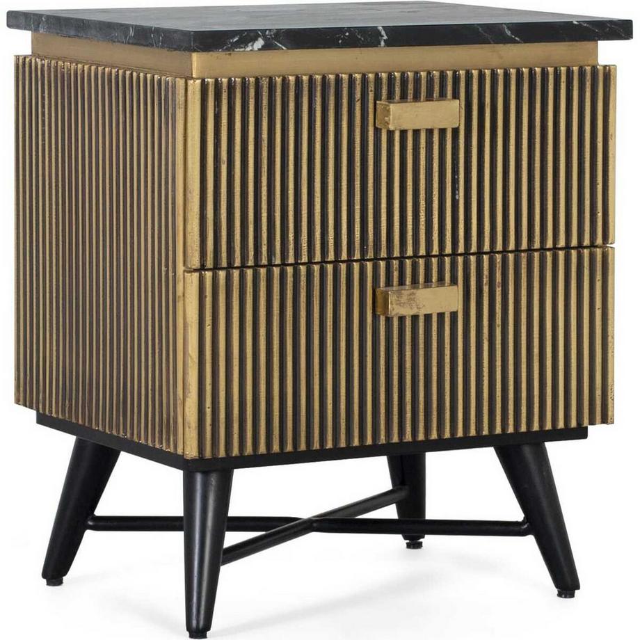 mutoni Table de nuit Manhatten bois de manguier bronze 50x59  