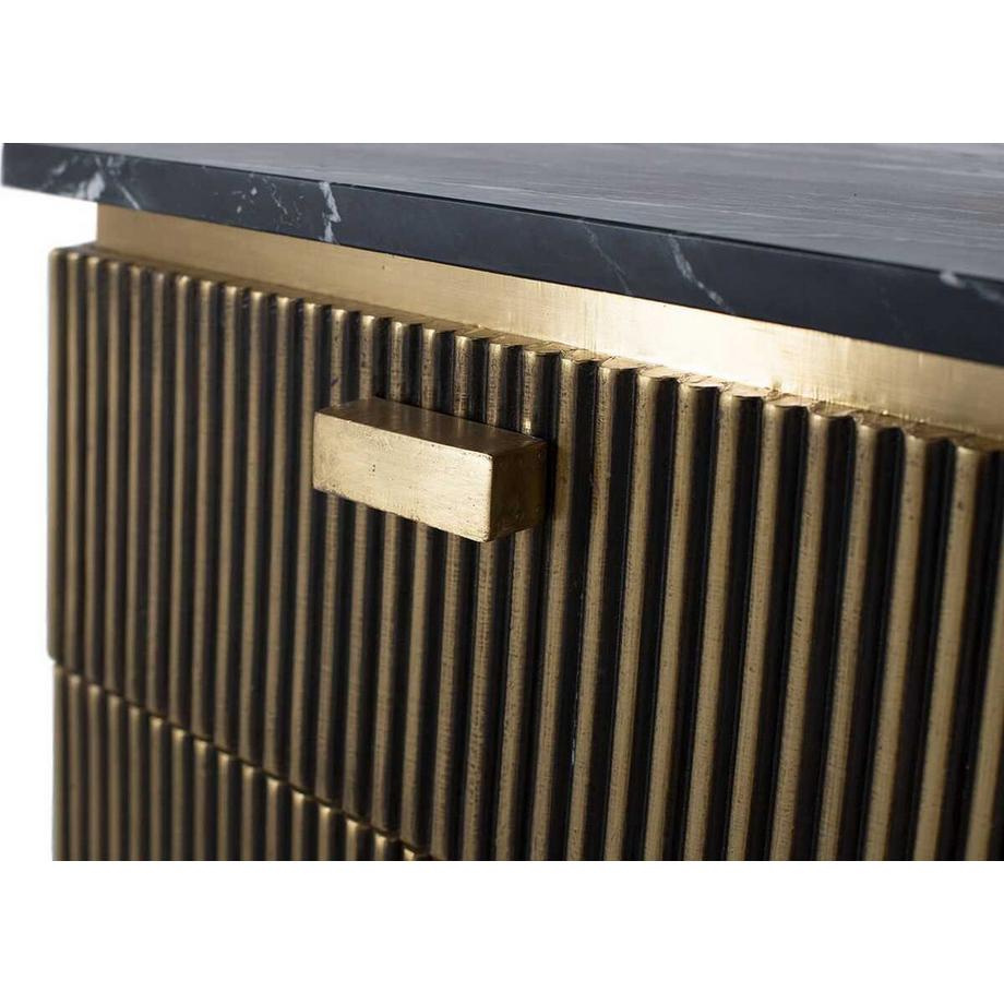 mutoni Table de nuit Manhatten bois de manguier bronze 50x59  