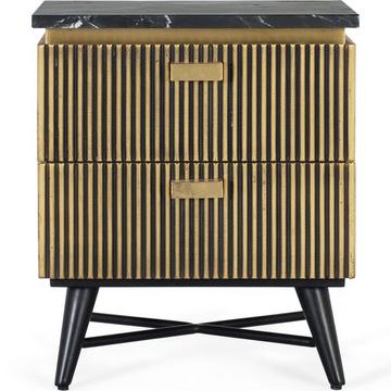 Table de nuit Manhatten bois de manguier bronze 50x59